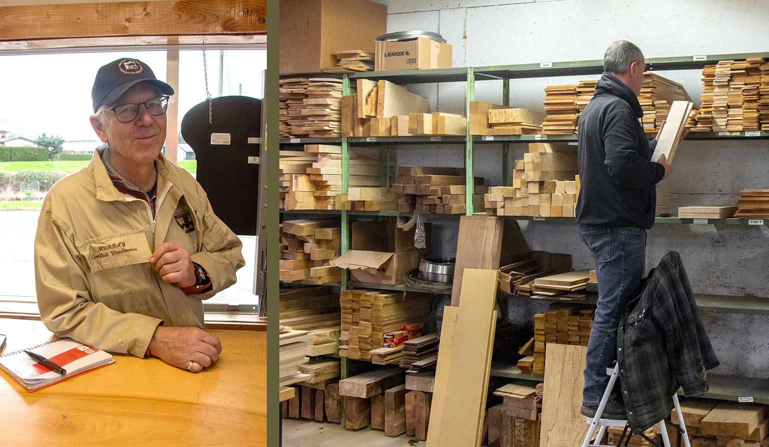 murray certified woodturner shelving Bow River Tone & Craft front desk and wood shelving